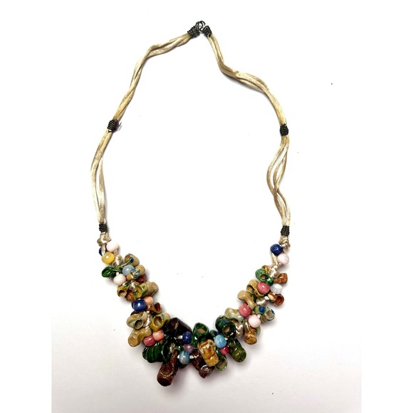 Jewelry - Vintage 1970s Mexican Folk Art Clay Pottery Mug Cup Tankard Necklace Handmade